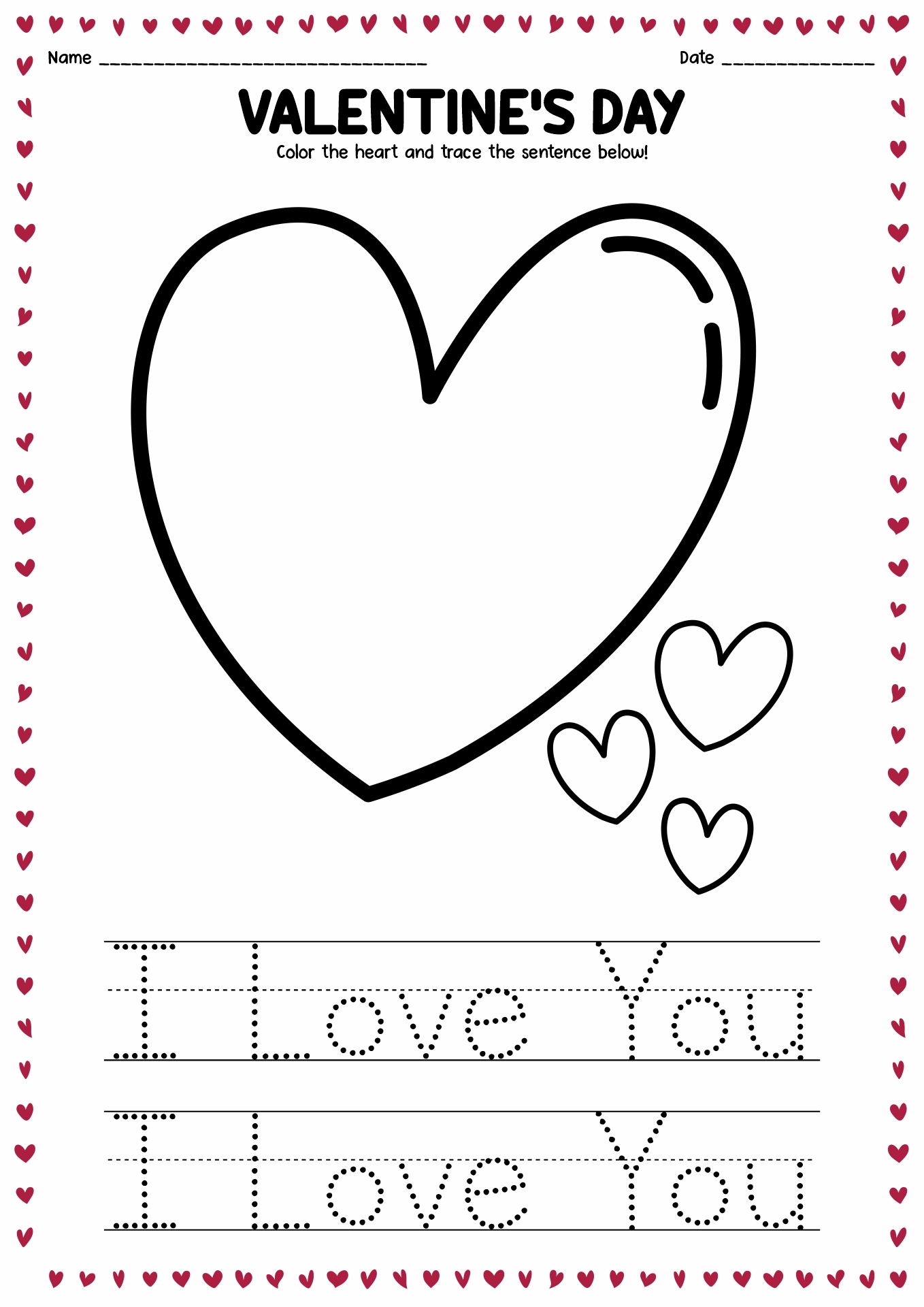 I Love You Valentines Worksheet