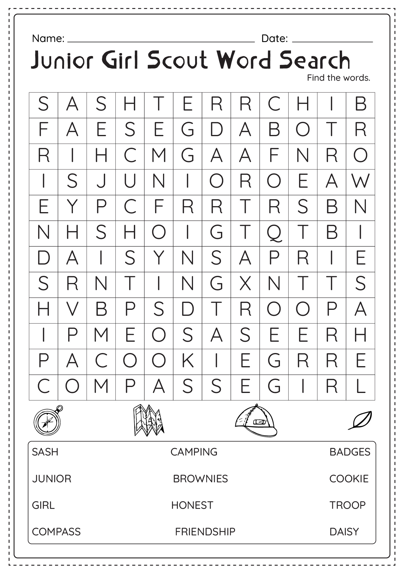 Junior Girl Scout Word Search