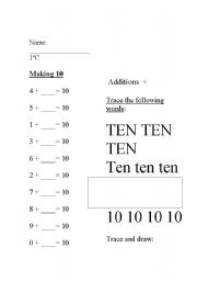 Making 10 Addition Worksheets Image