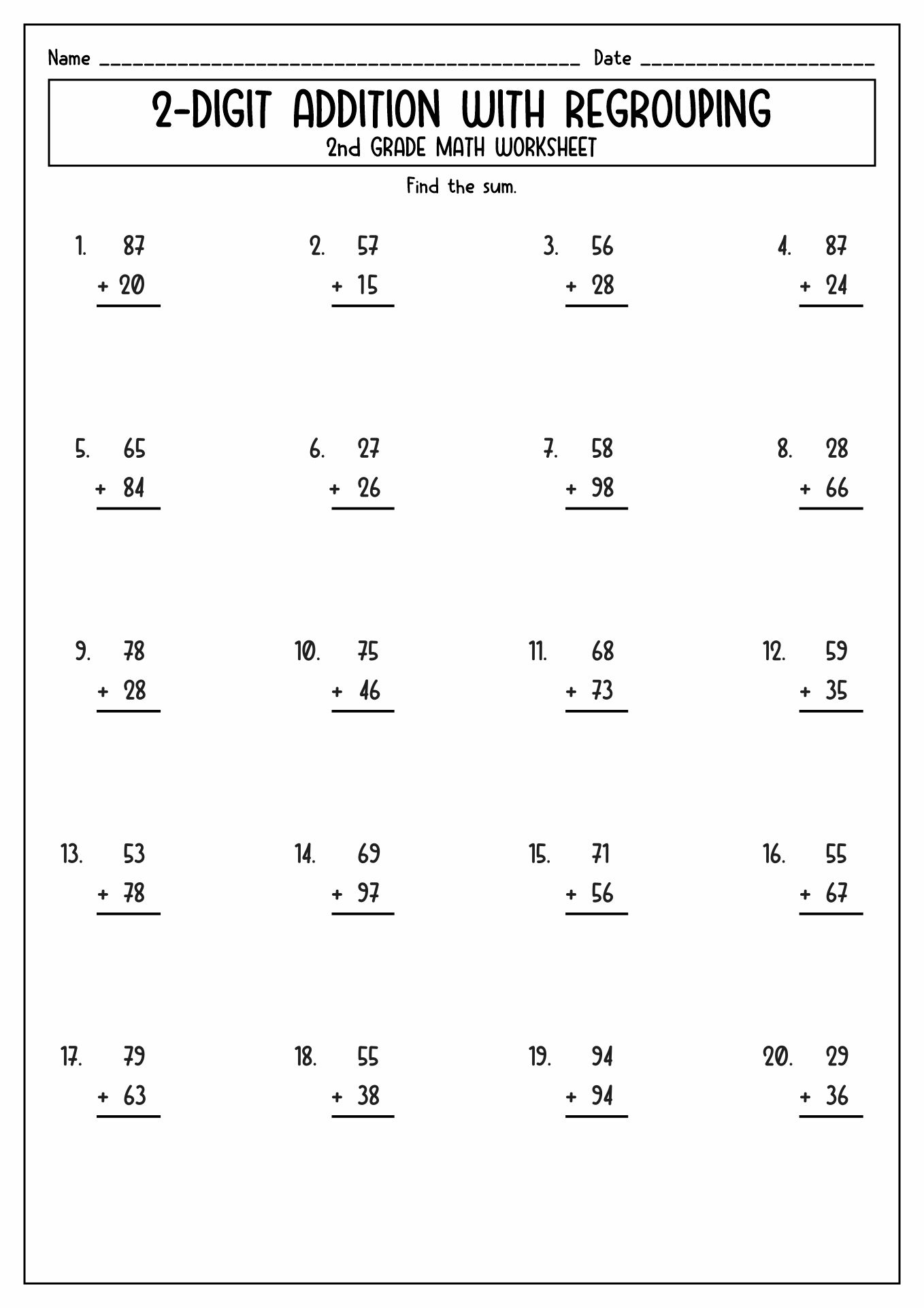 Math Second Worksheet 2nd Grade Image