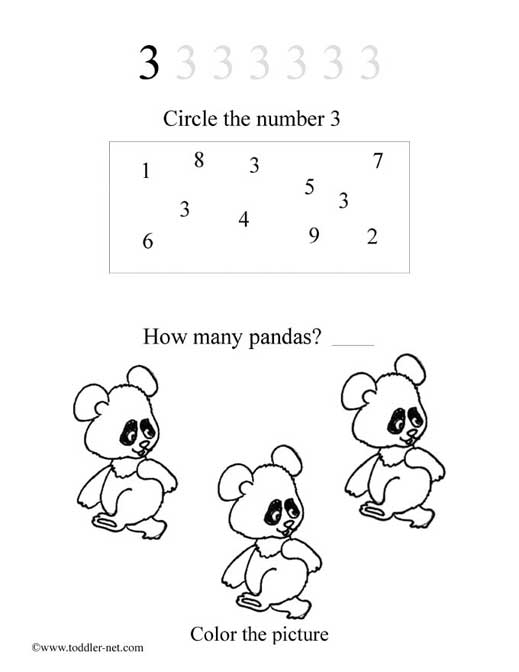 Number 3 Worksheets