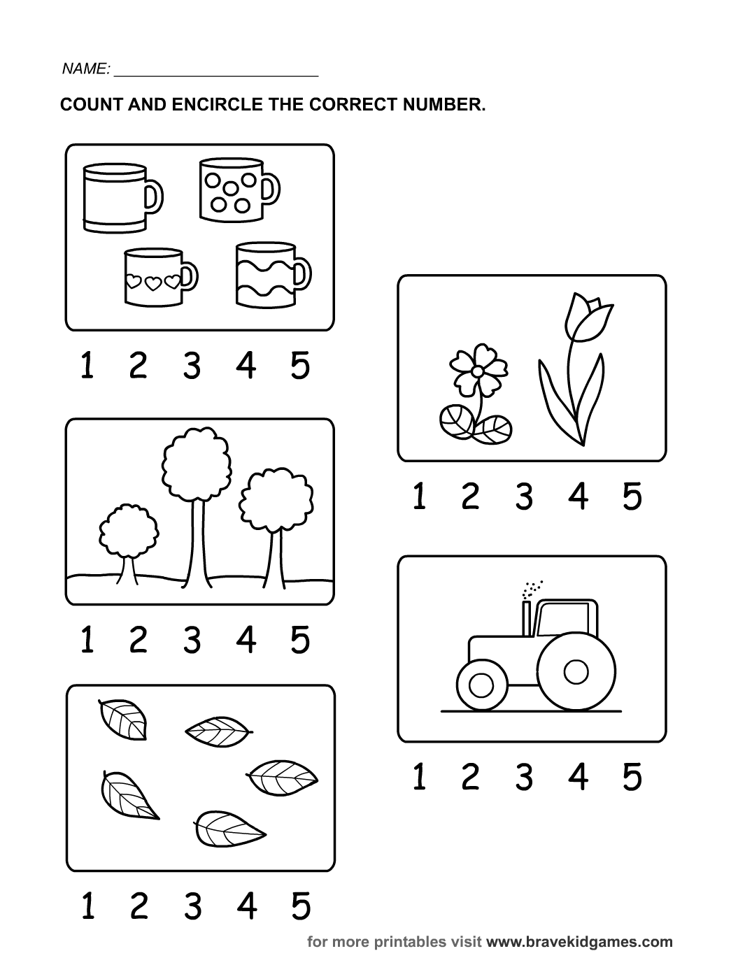 Number 5 Worksheet Kindergarten