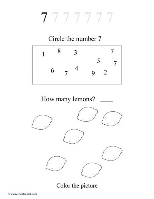 Number 7 Preschool Worksheet