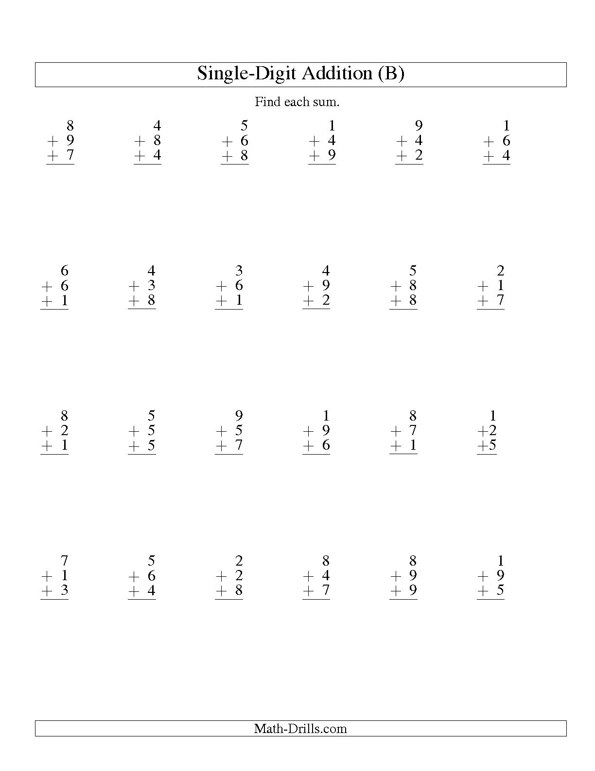 16 Fun Single Digit Addition Worksheets /