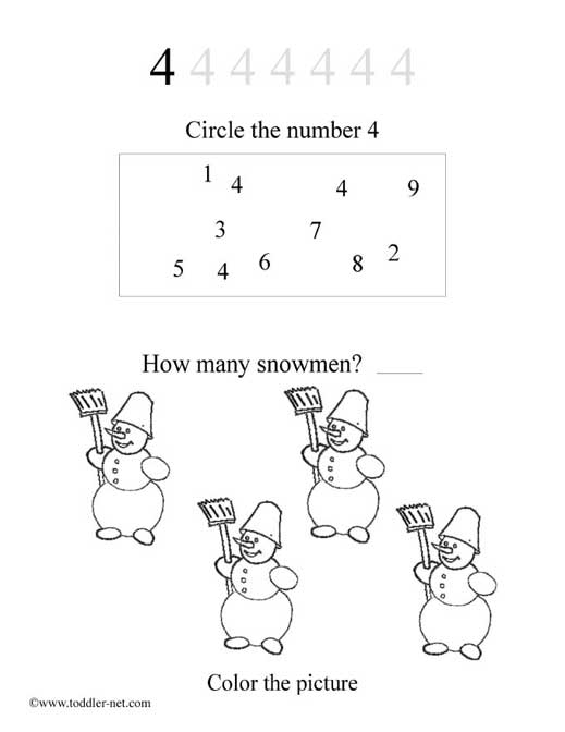 Printable Preschool Worksheets Number 4