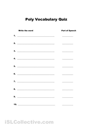 Quiz Vocabulary Worksheets Template Image