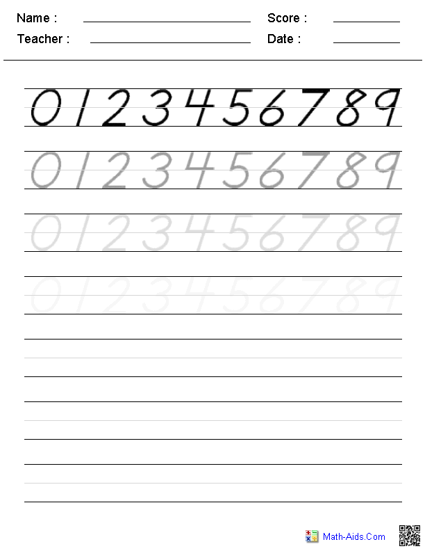 Writing Numbers Kindergarten Worksheets Math Image