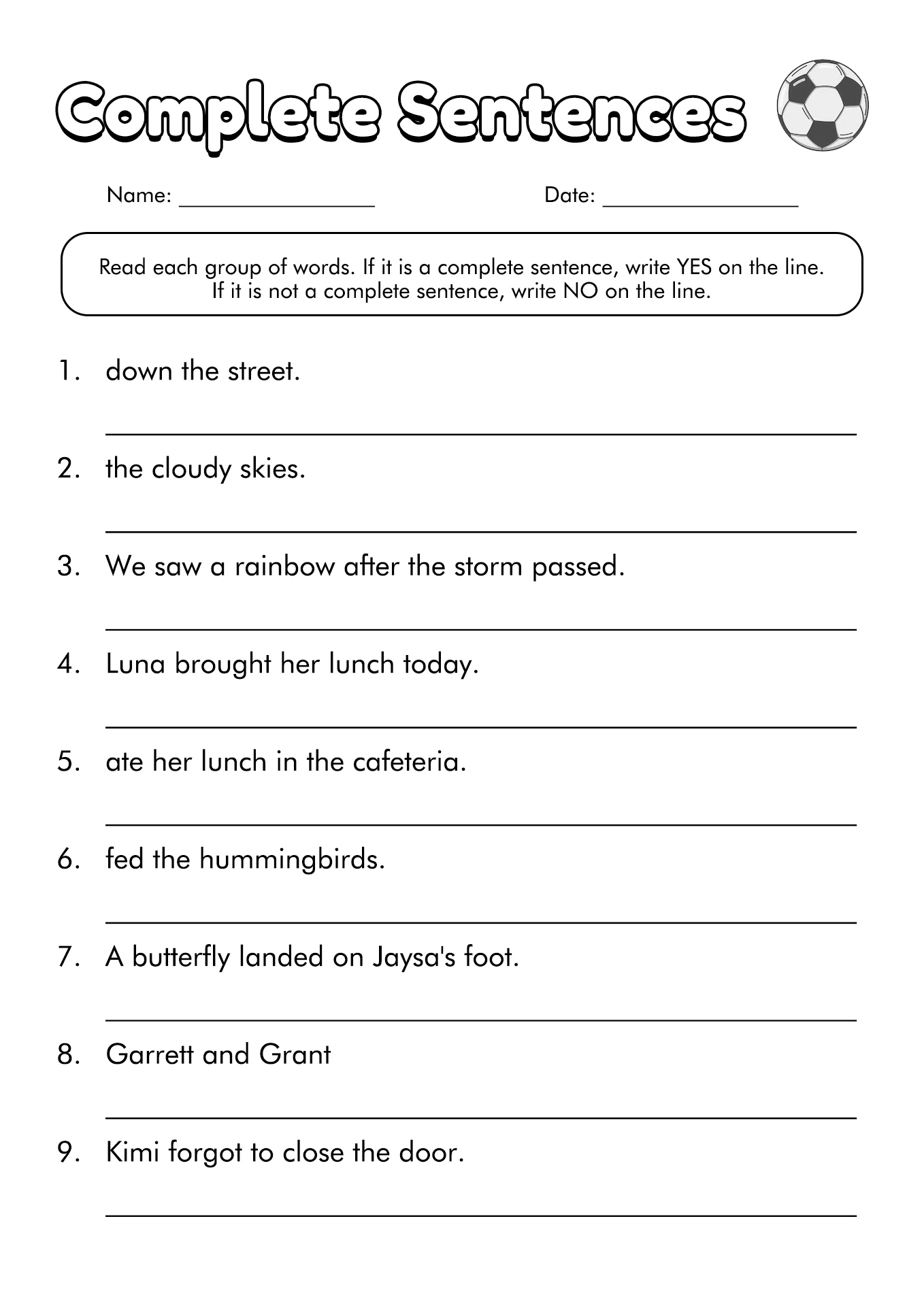 Writing Sentences Worksheets for 6th Grade