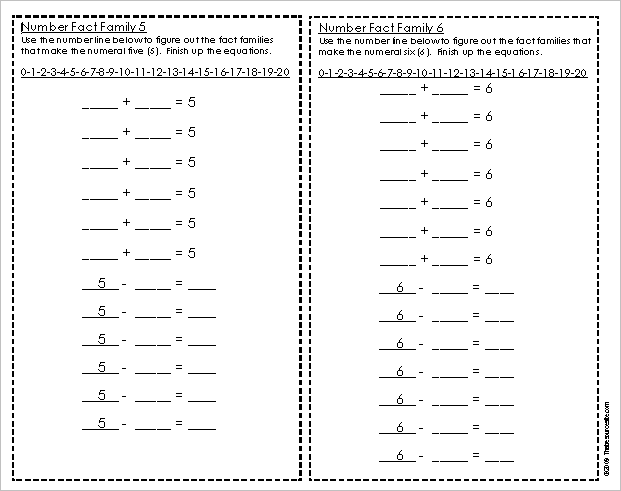 Addition Fact Families Worksheets Image