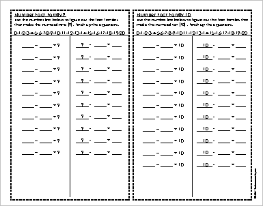 Addition Subtraction Fact Family Worksheet Image