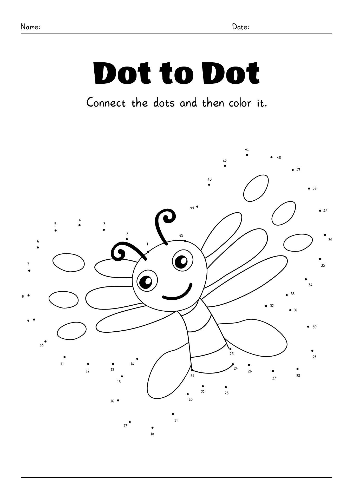 Butterfly Dot to Dot Free Printable Preschool Worksheet
