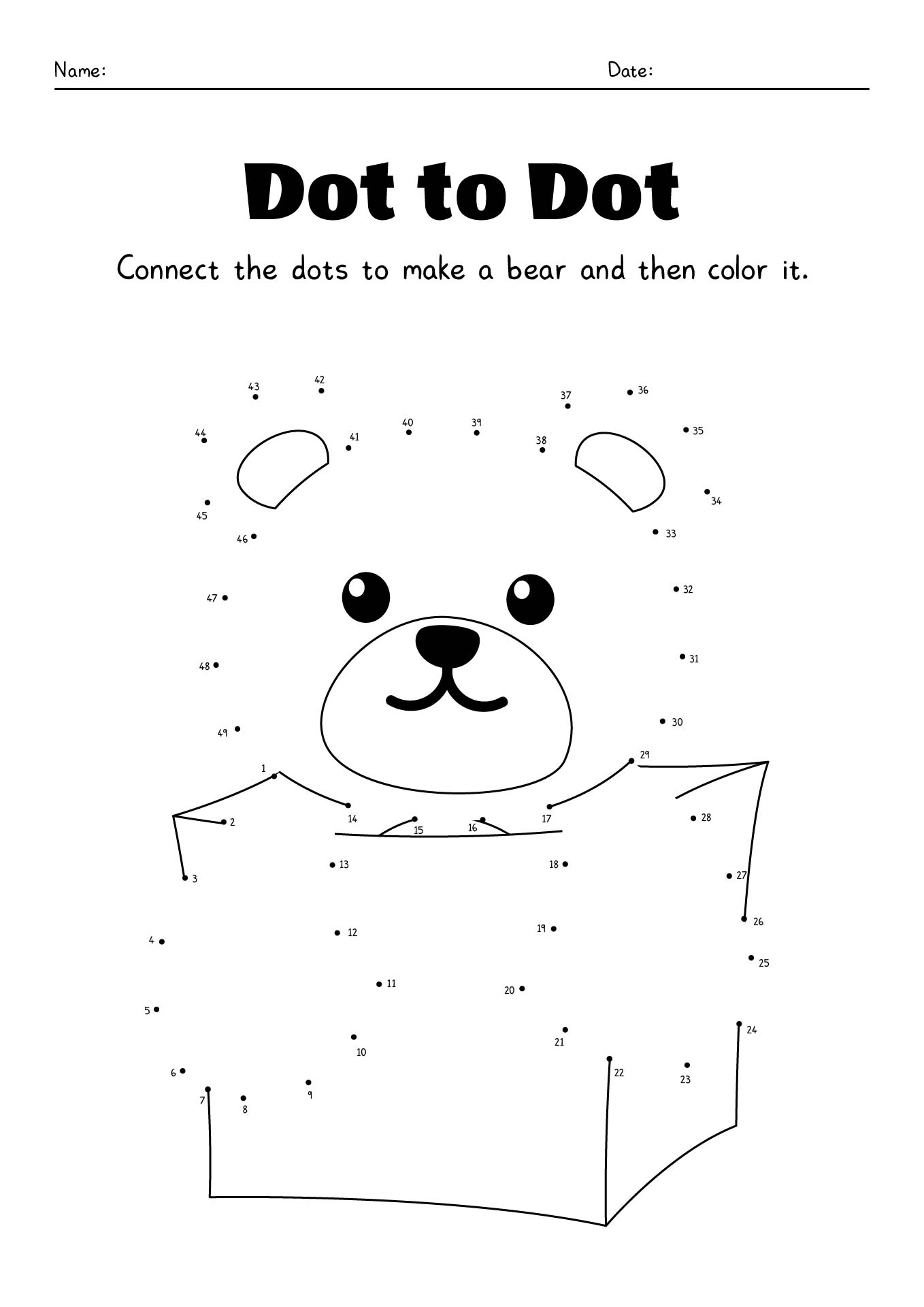 Dot to Dot Worksheets Printable 3 Year Old Image