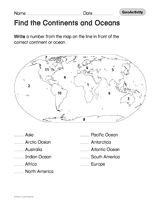 Find the Continents and Oceans Worksheet Image