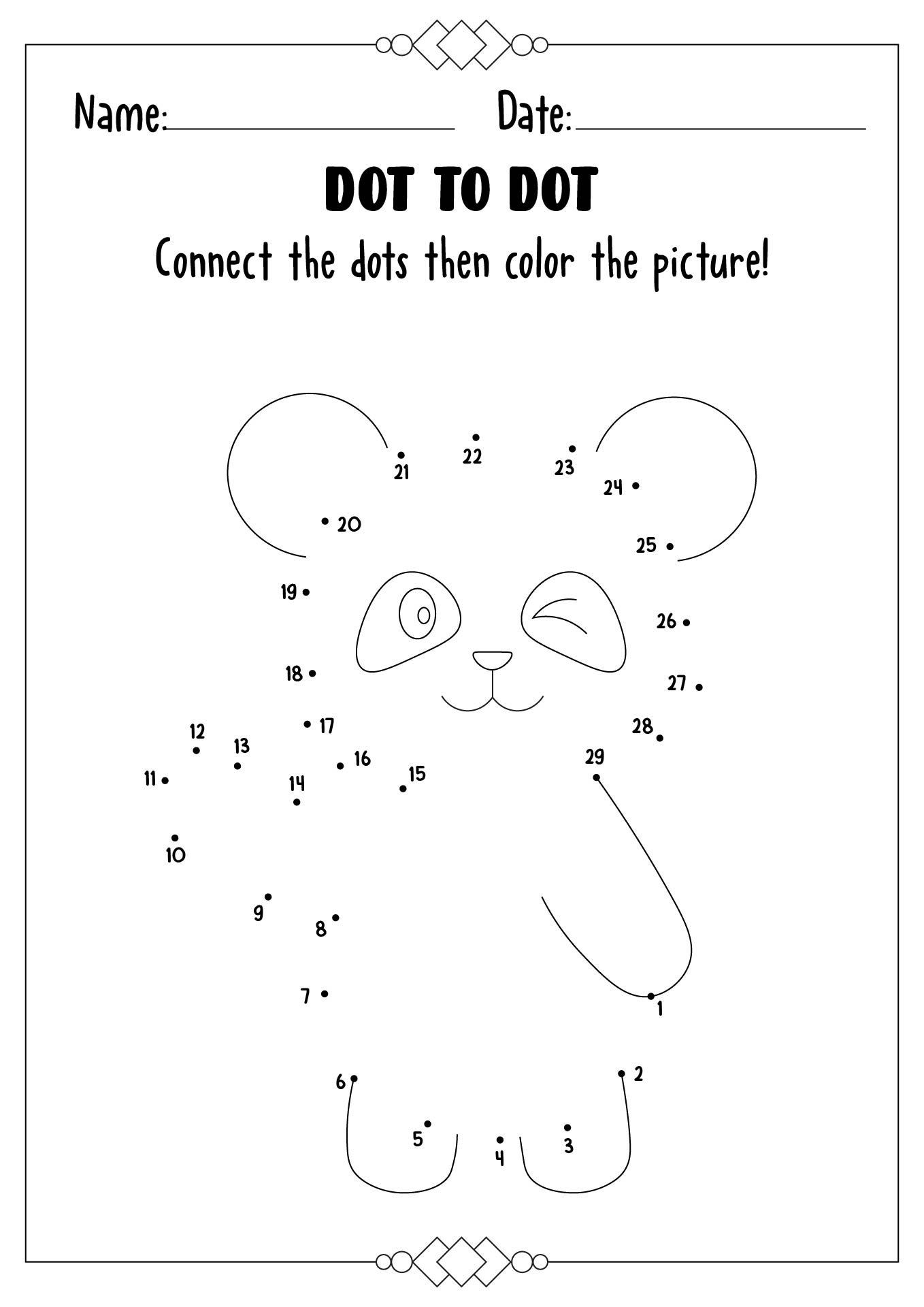 Free Kids Dot to Dot Printables Image