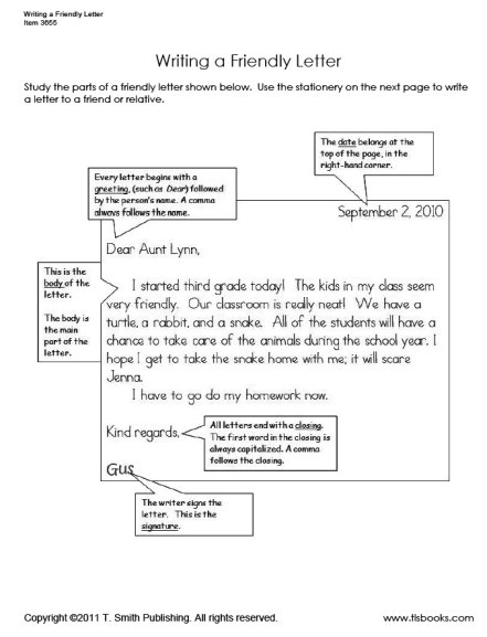 Friendly Letter Format Worksheet