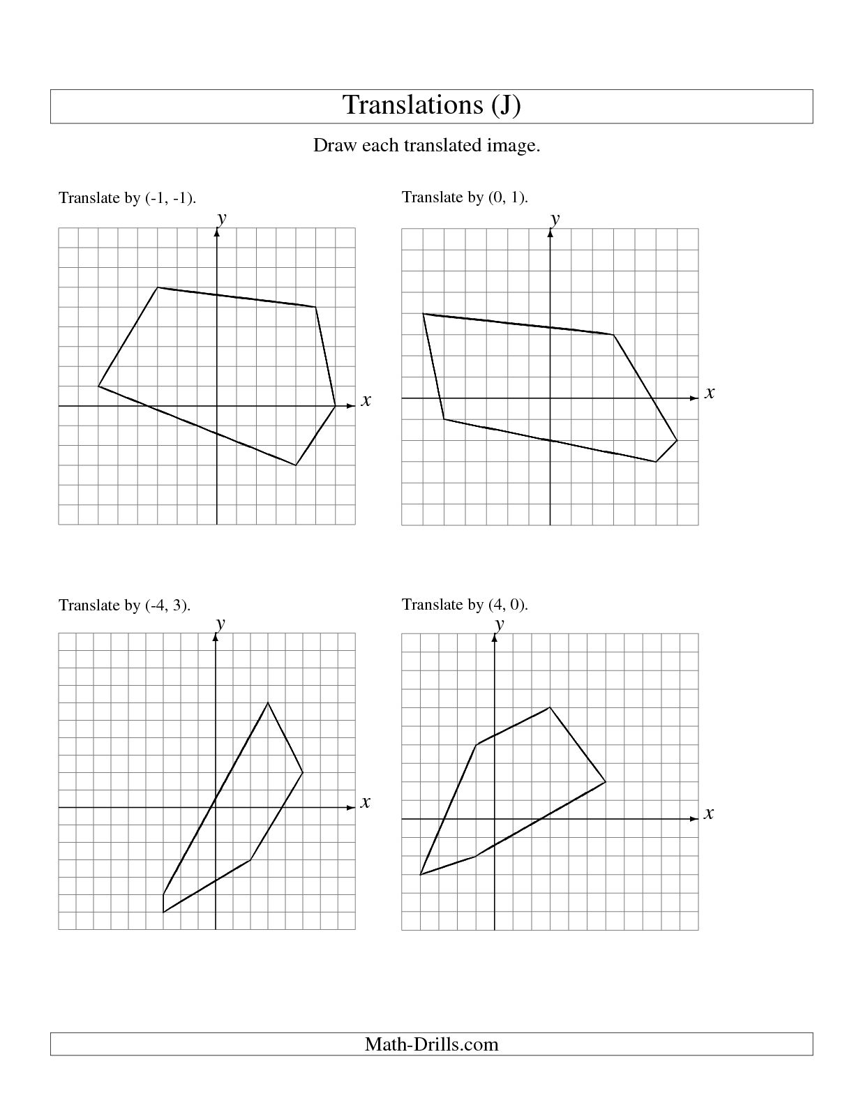 Geometry Translations Worksheet Image