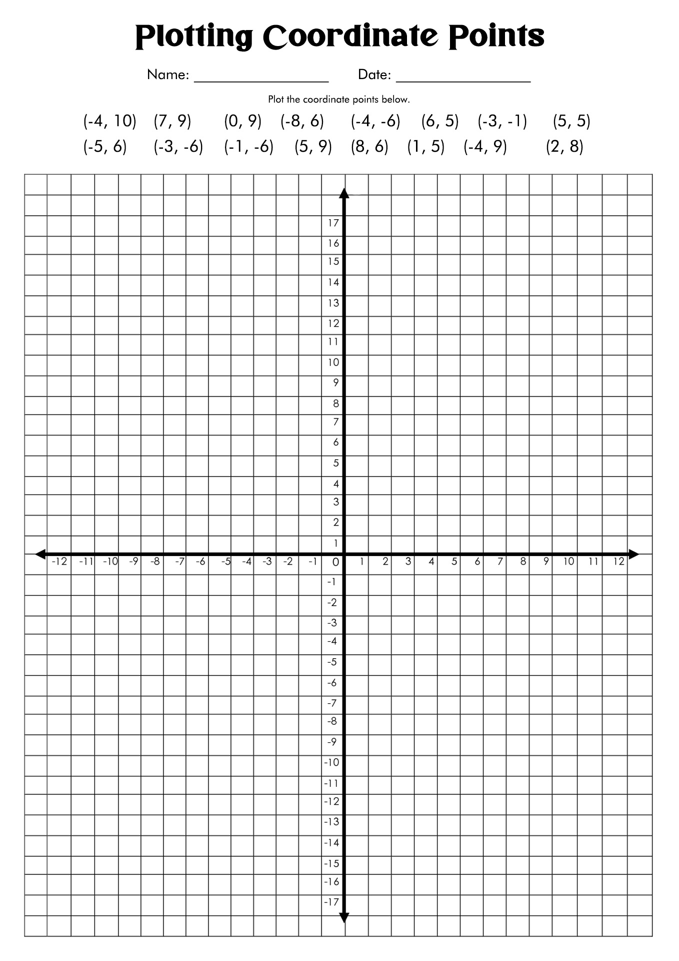 worksheet coordinate grid