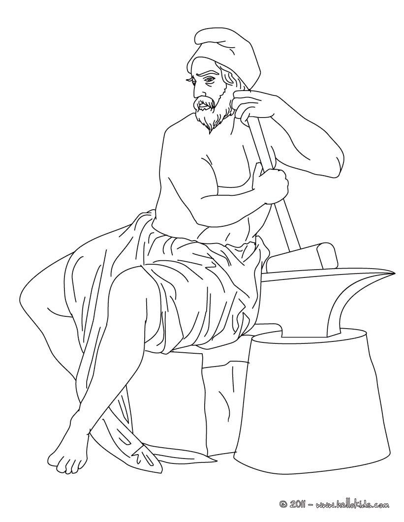 Hephaestus Greek God Coloring Page Image