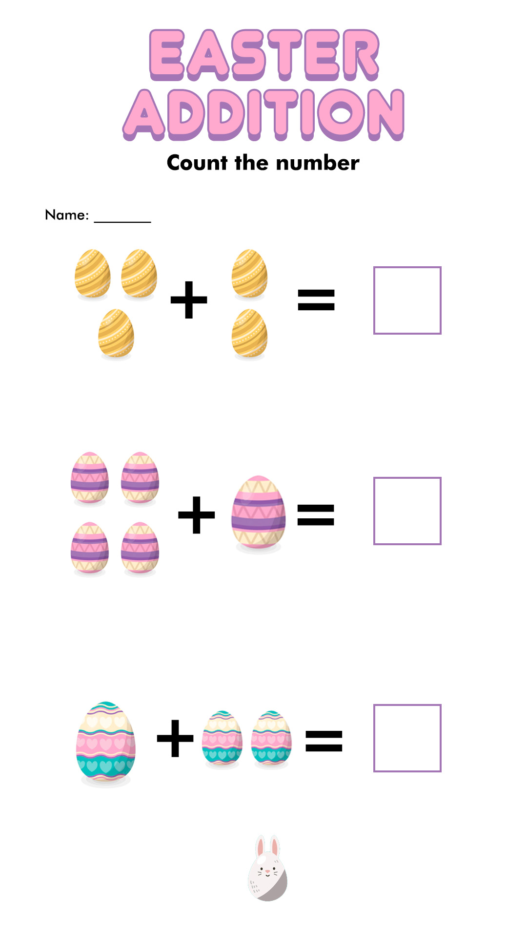 Kindergarten Easter Addition Worksheets Image