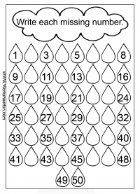 Missing Numbers 1-50 Worksheet Image