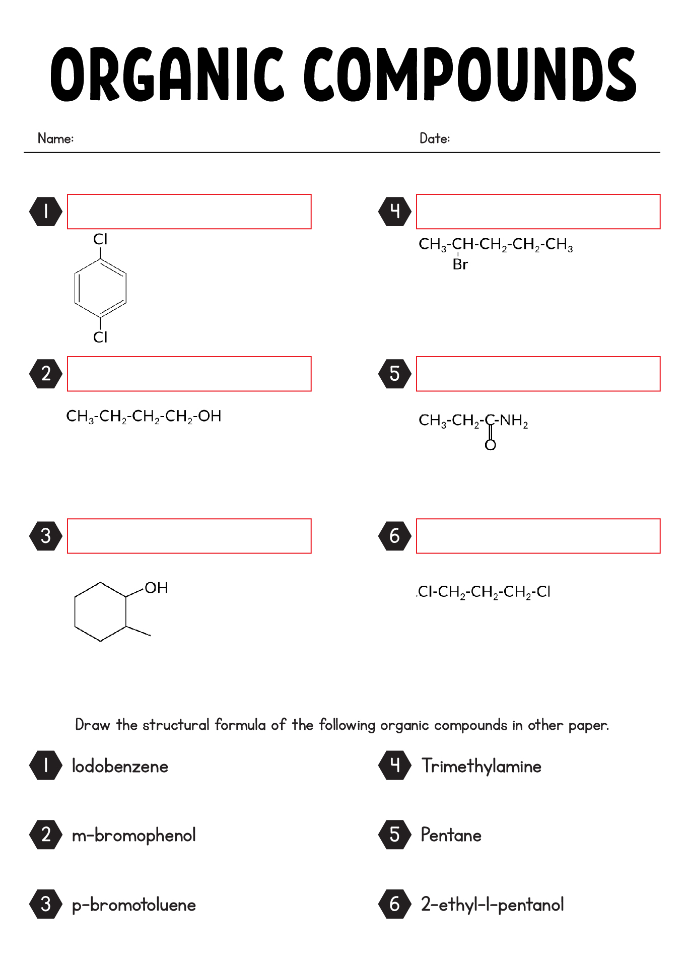 Naming Organic Compounds Practice