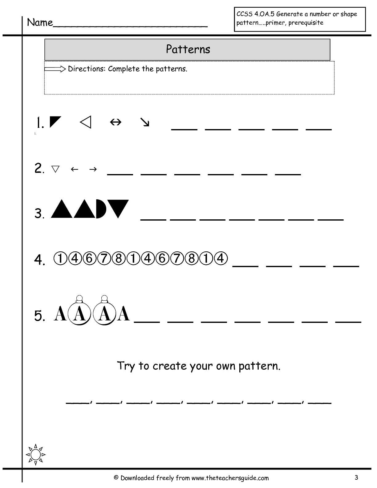 Pattern Worksheets Image