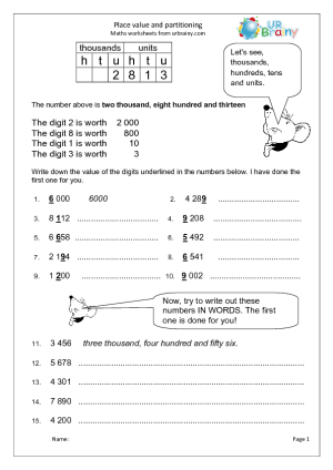 Place Value Worksheets 4 Year Image