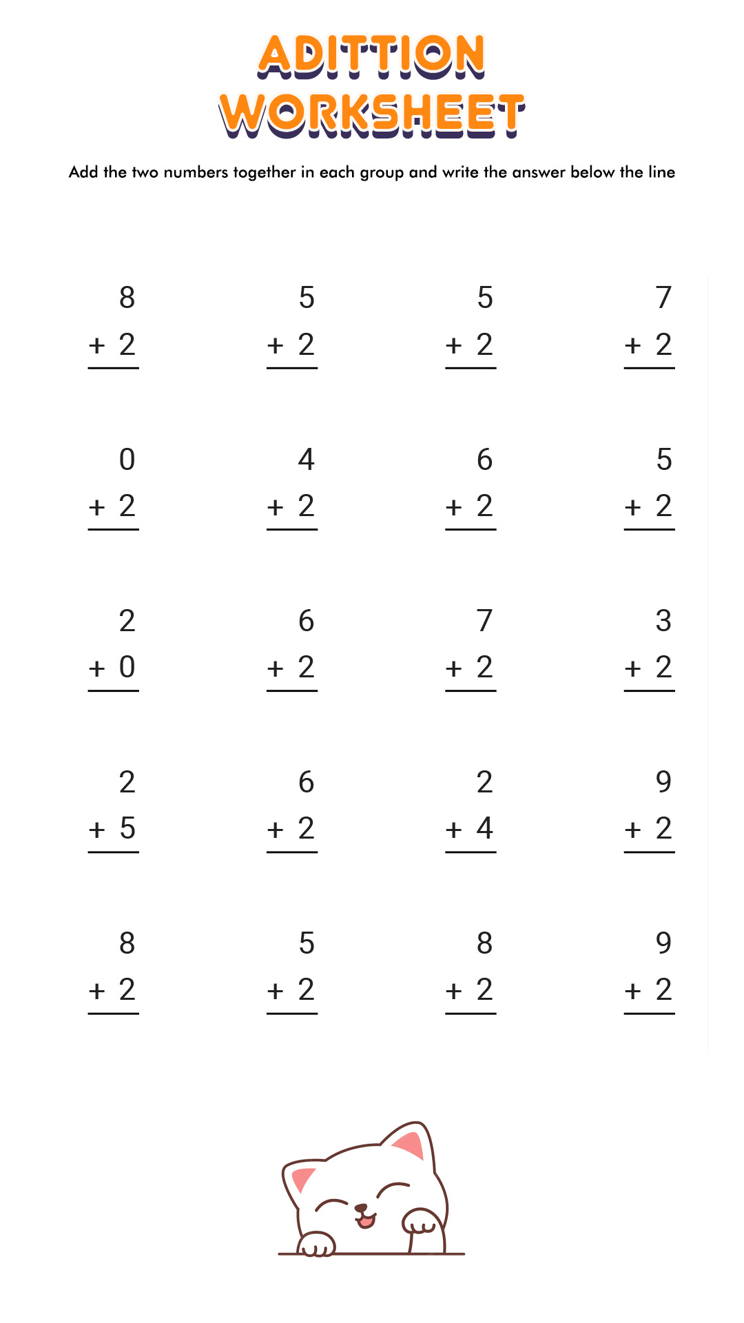 Simple Addition Math Worksheets Printable