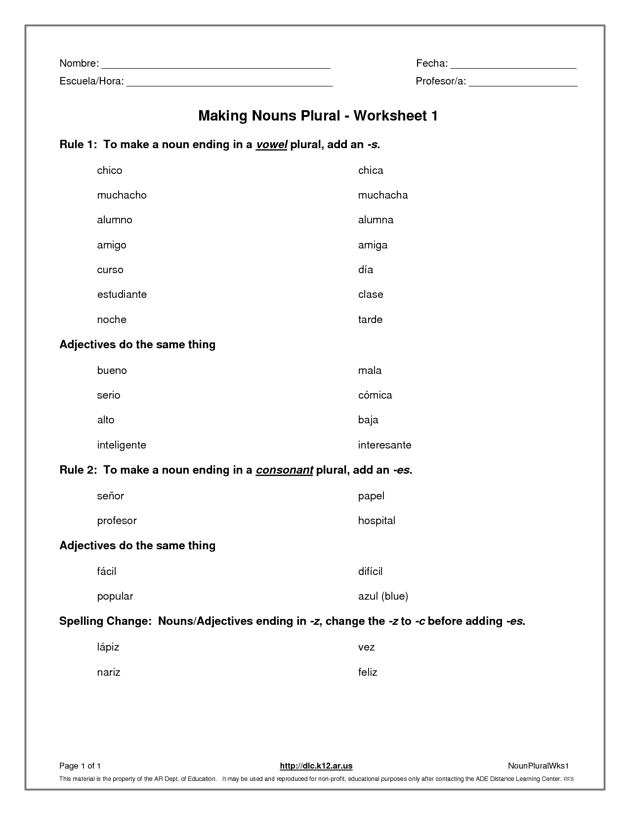 Singular and Plural Possessives Worksheet Image