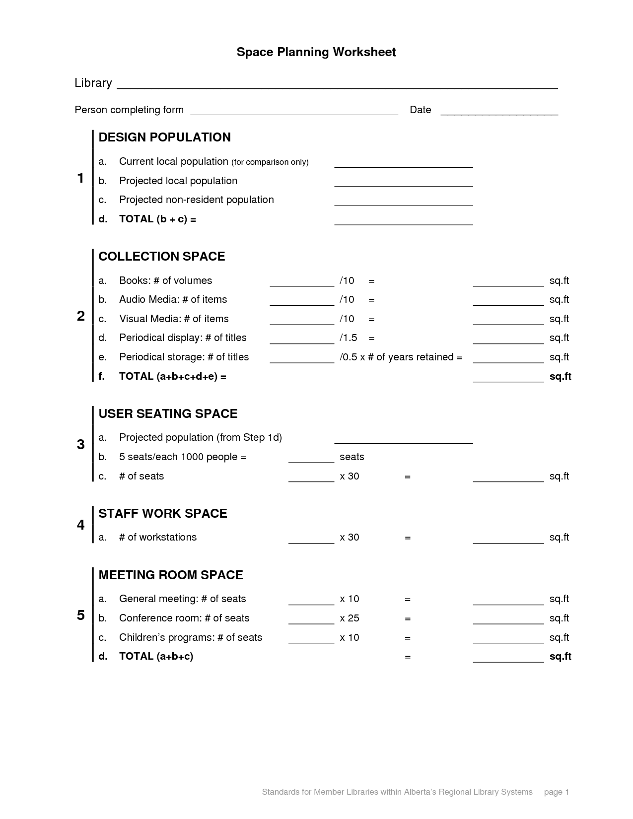 Space Planning Worksheet Image