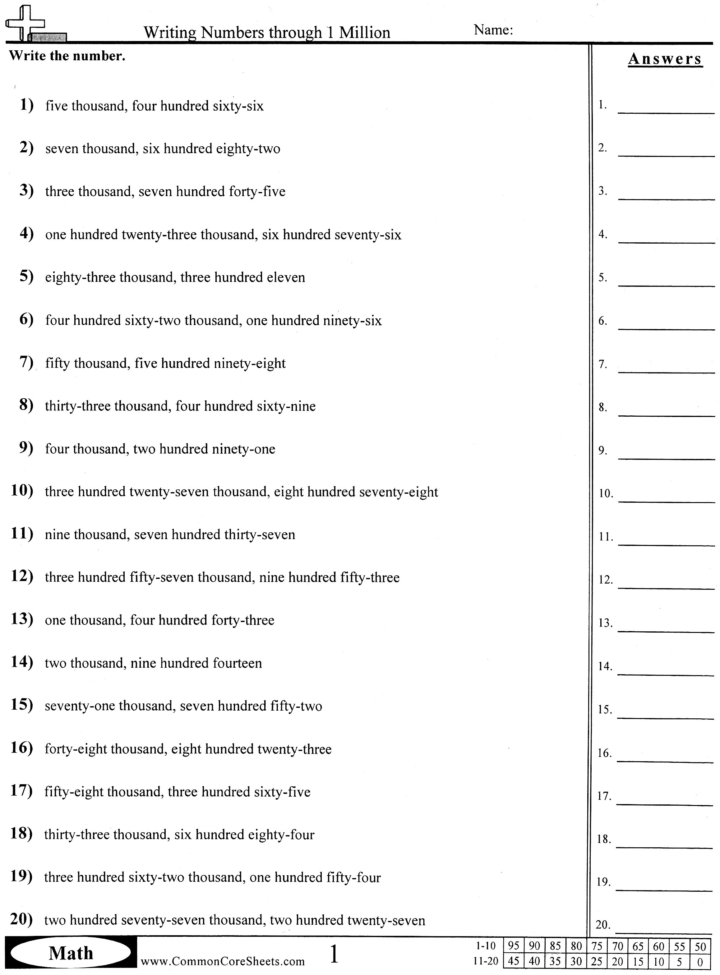 Numbers In Word Form Worksheet Pdf