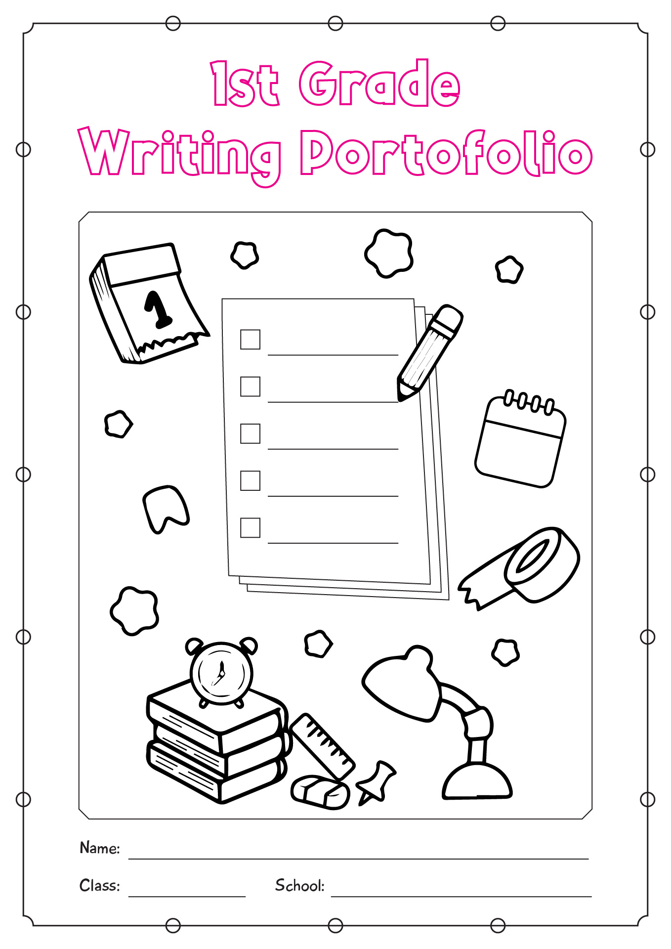 Coloring Page First Grade Writing Portfolio