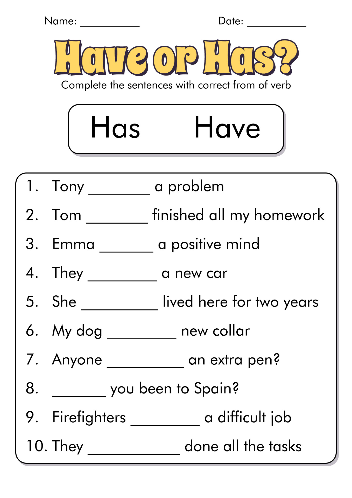 English Language Worksheets for Grade 4 Image