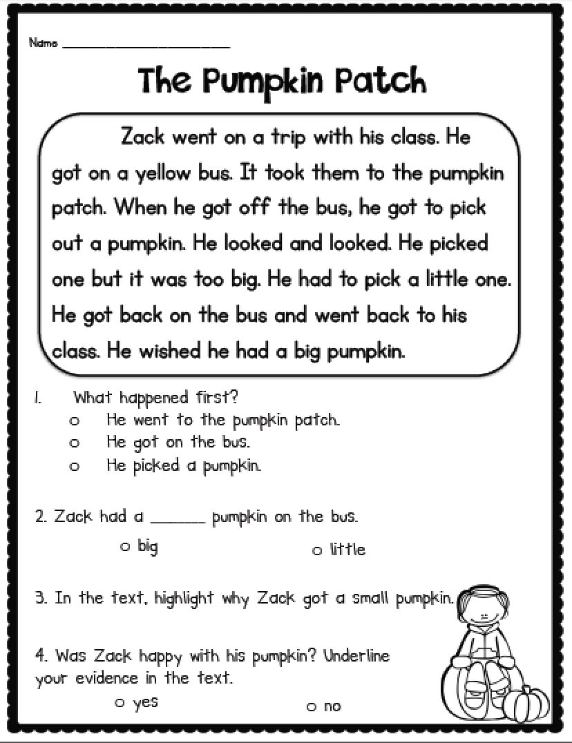 First Grade Short Stories with Questions Image