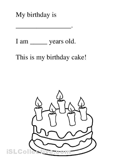 Free Birthday Cake Worksheet