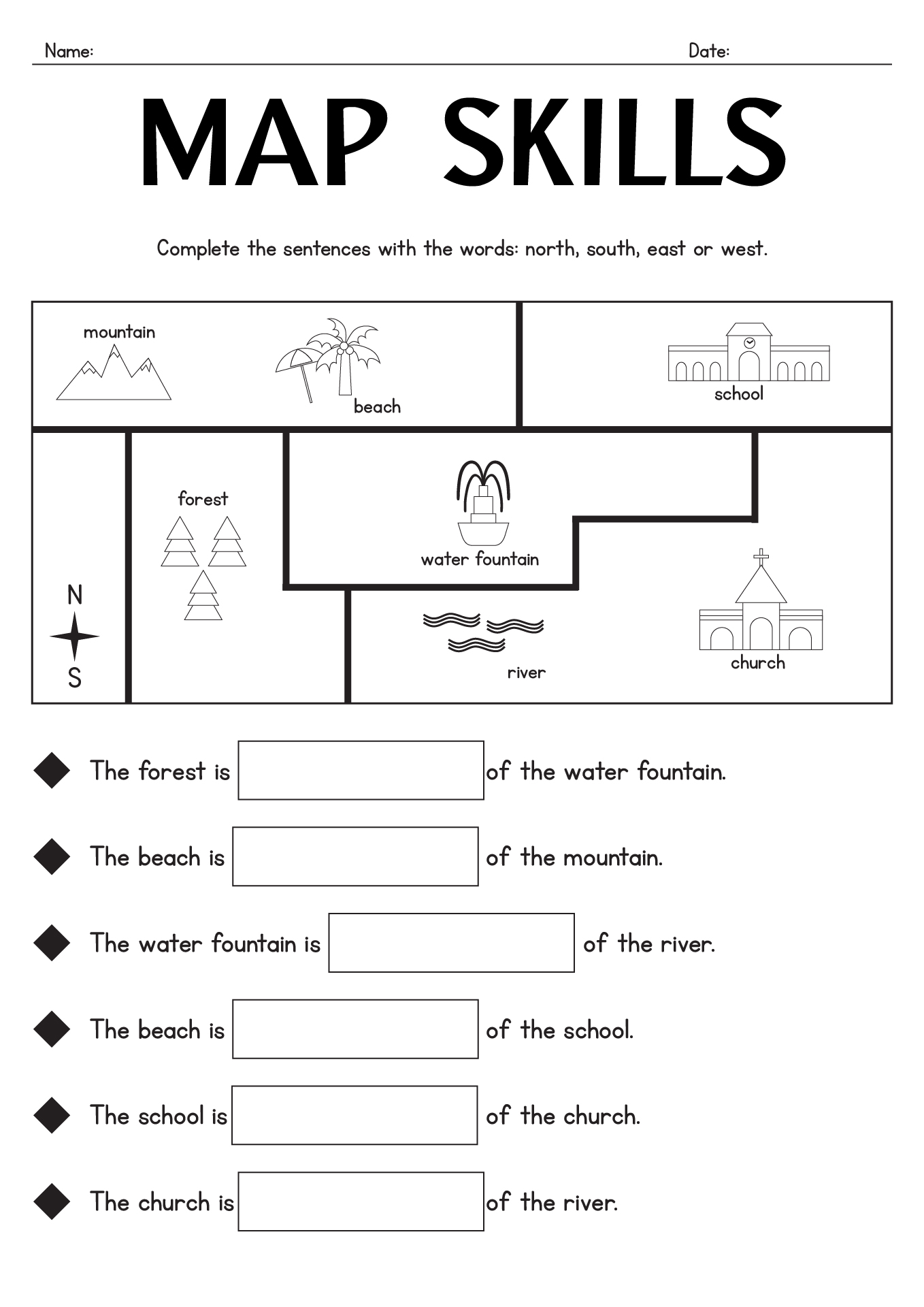 10 Printable Map Worksheets / worksheeto.com