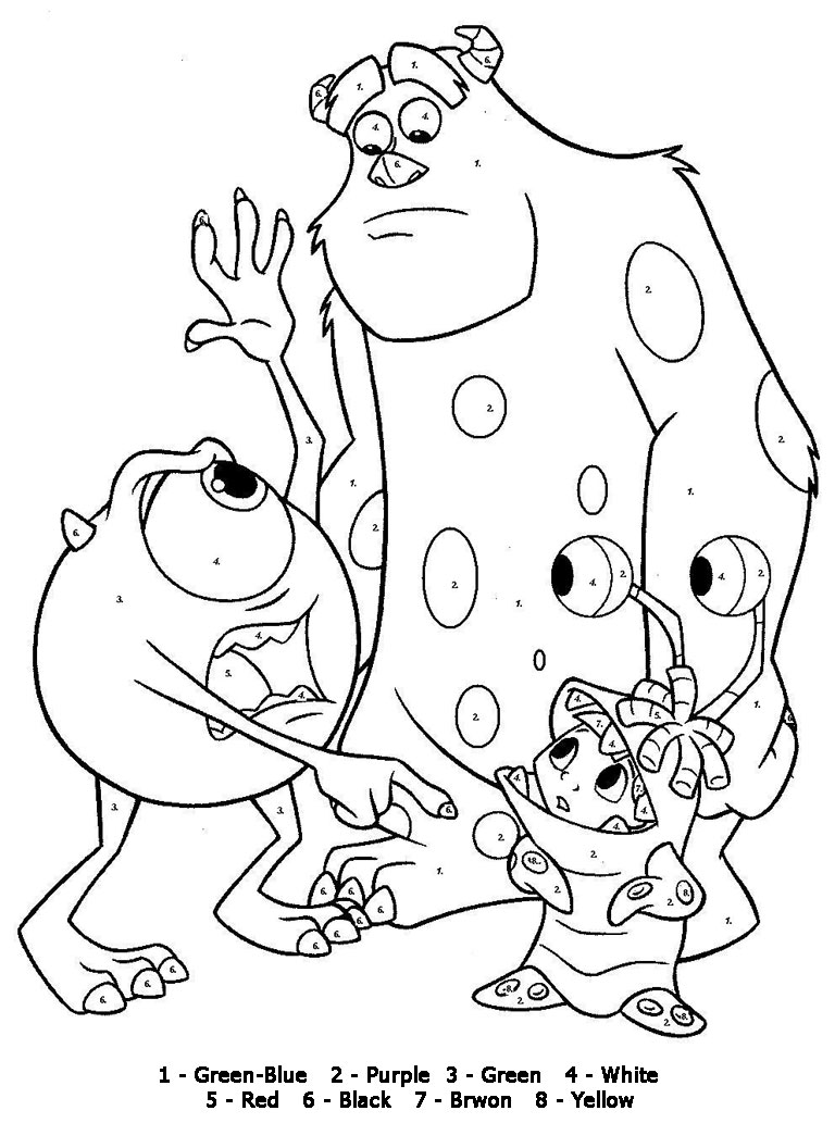 Monster Color by Number Coloring Pages Image