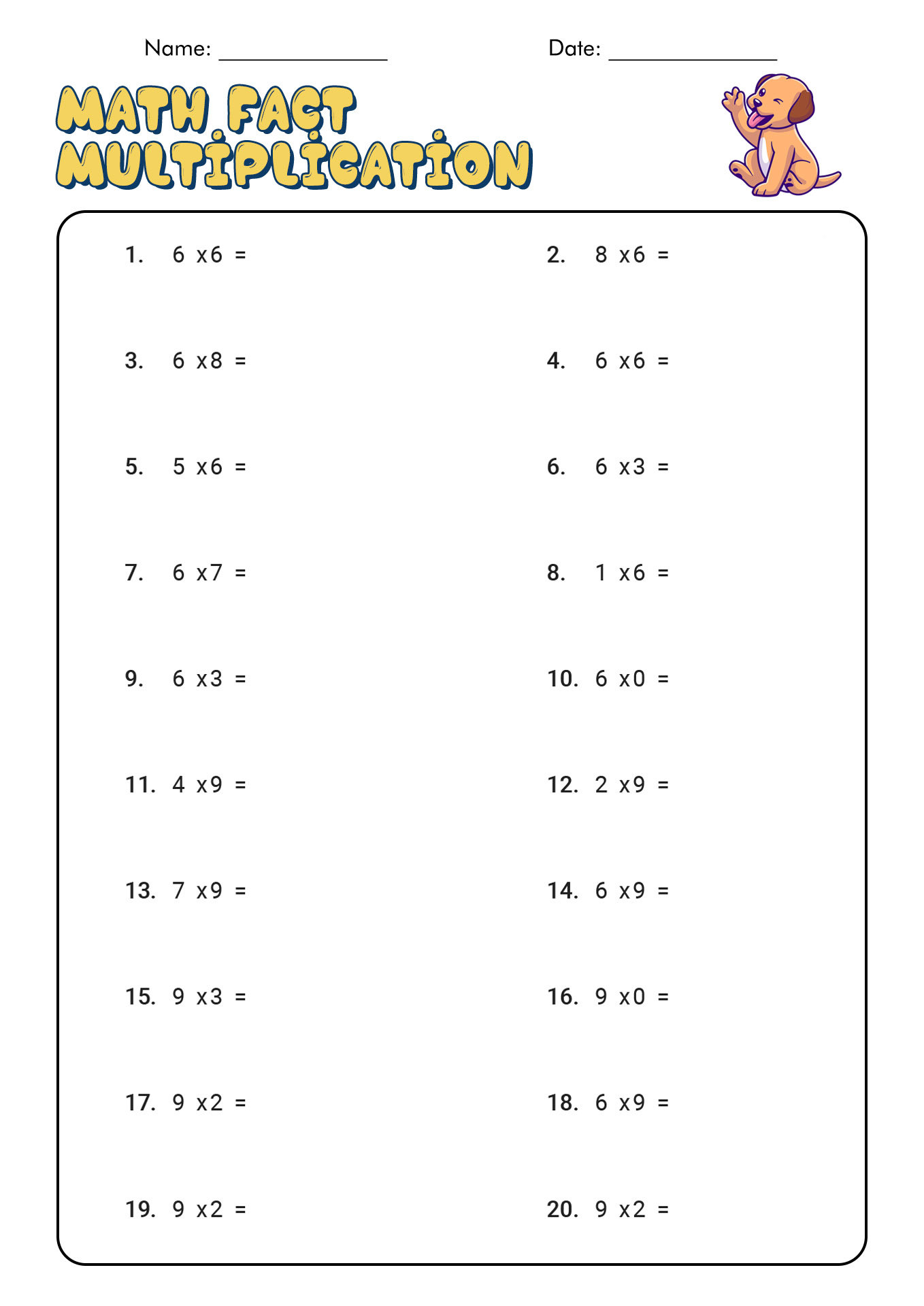 Multiplication Worksheets Grade 2 Image