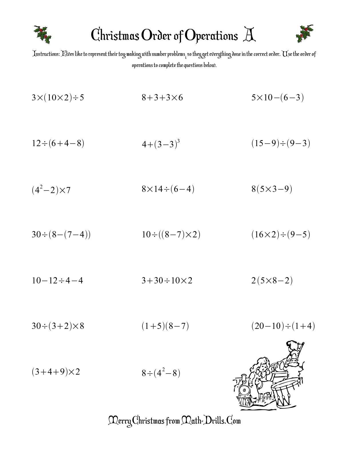 Order of Operations Math Worksheets Image