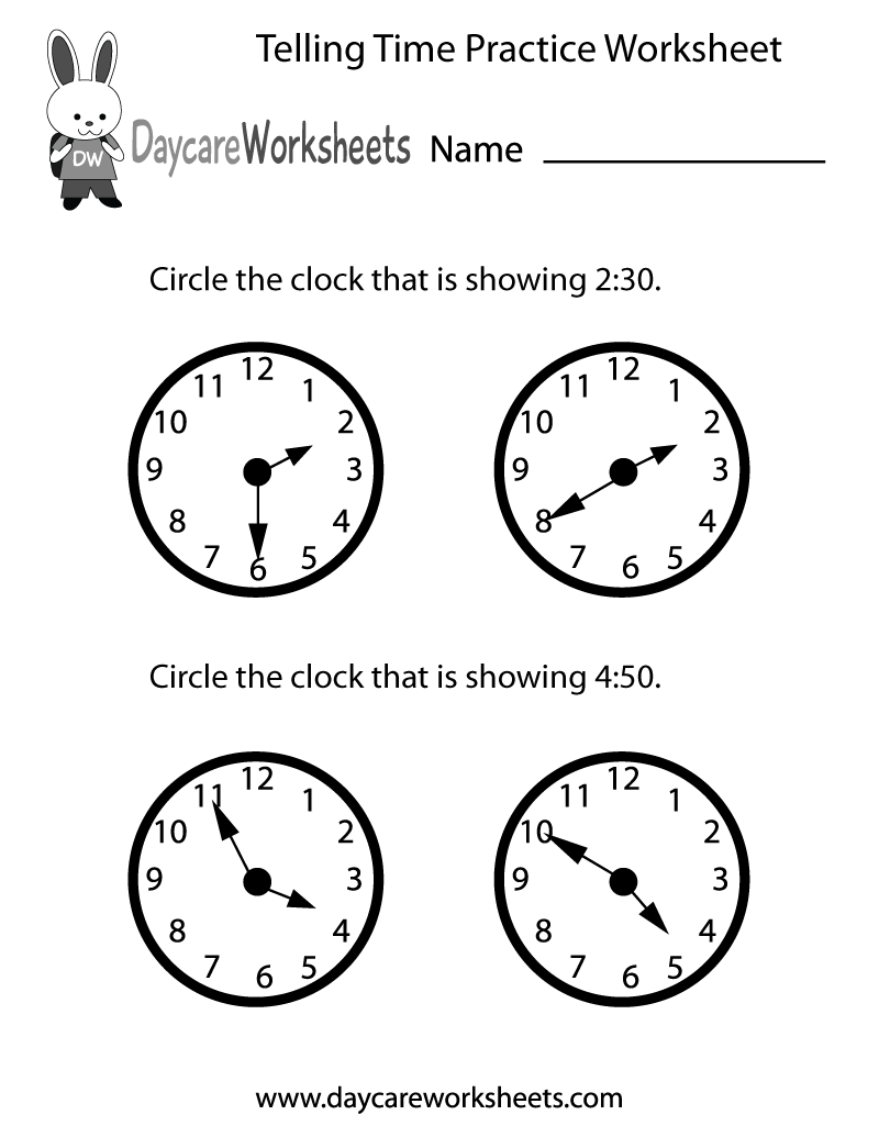 Practice Telling Time Worksheets Image
