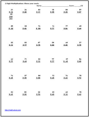 Printable Multiplication Worksheets 4th Grade Math Image