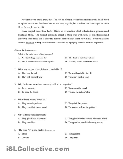 Printable Reading Worksheets with Questions Image