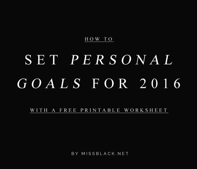 2016 Printable Personal Goal Worksheet Image