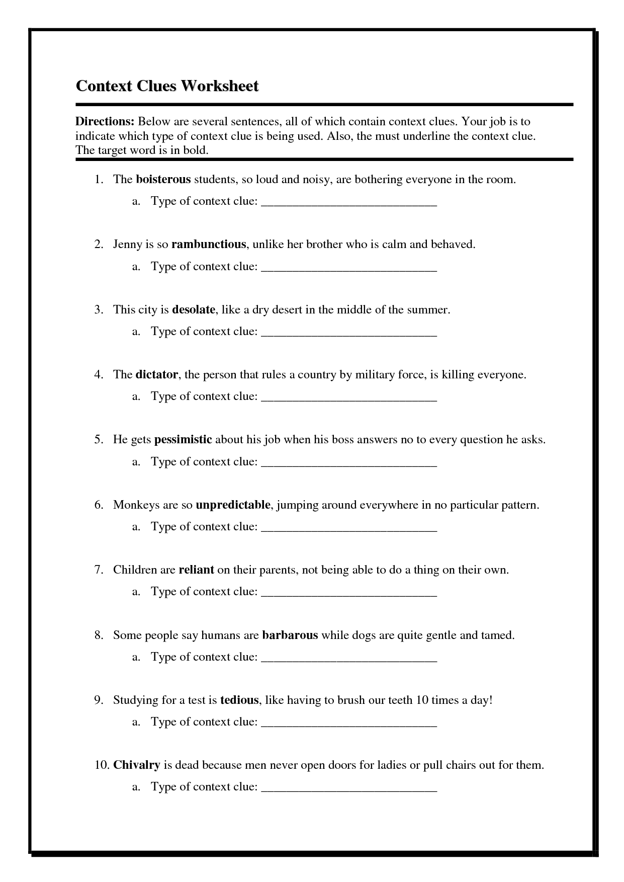 4th Grade Printable Reading Worksheets Image
