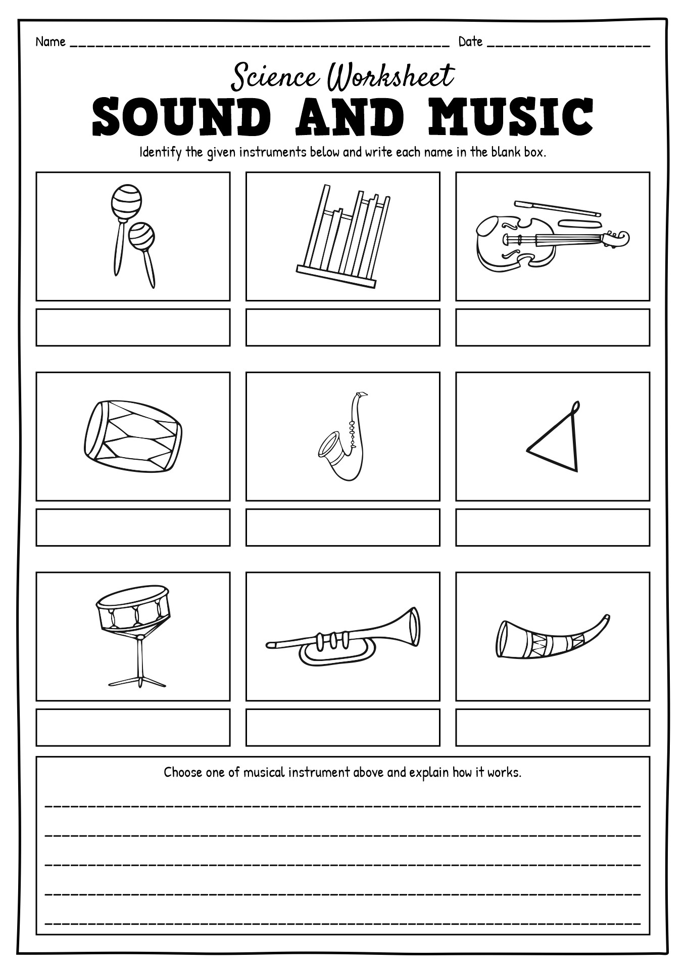 4th Grade Science Sound Worksheets