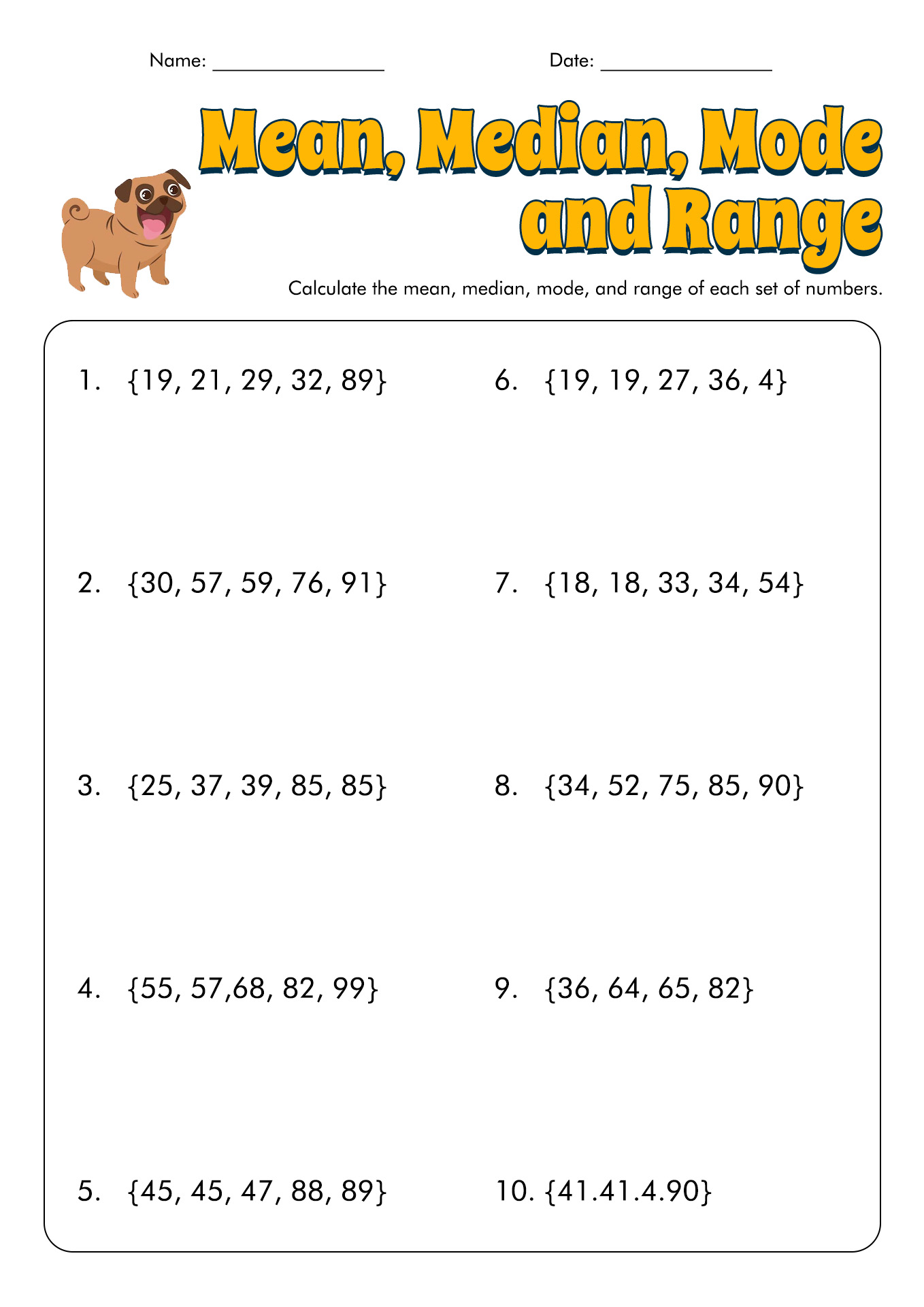 6th Grade Math Worksheets Mean Median Mode Image