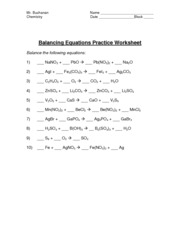 Balancing Equations Practice Worksheet Answers Image