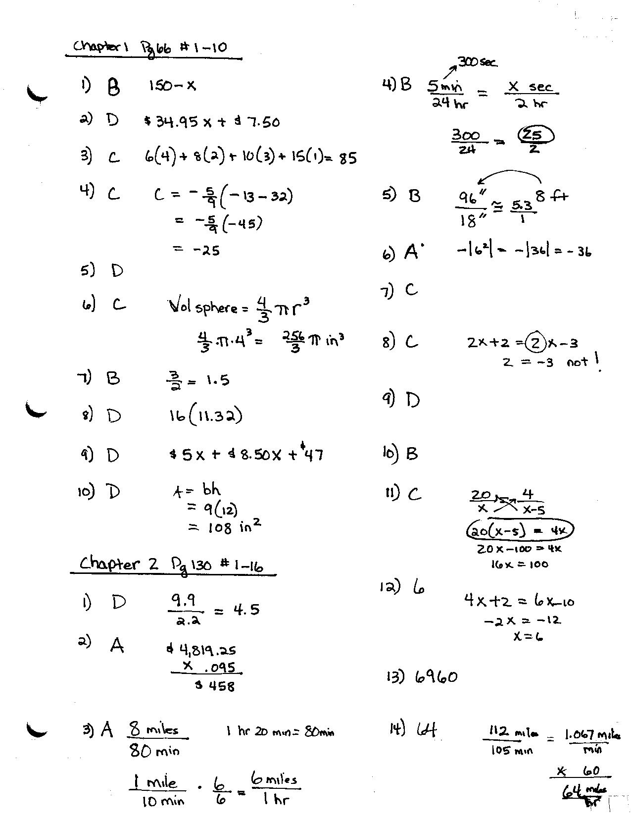 Chapter 3 Practice Test Algebra 1 Answer Key Image