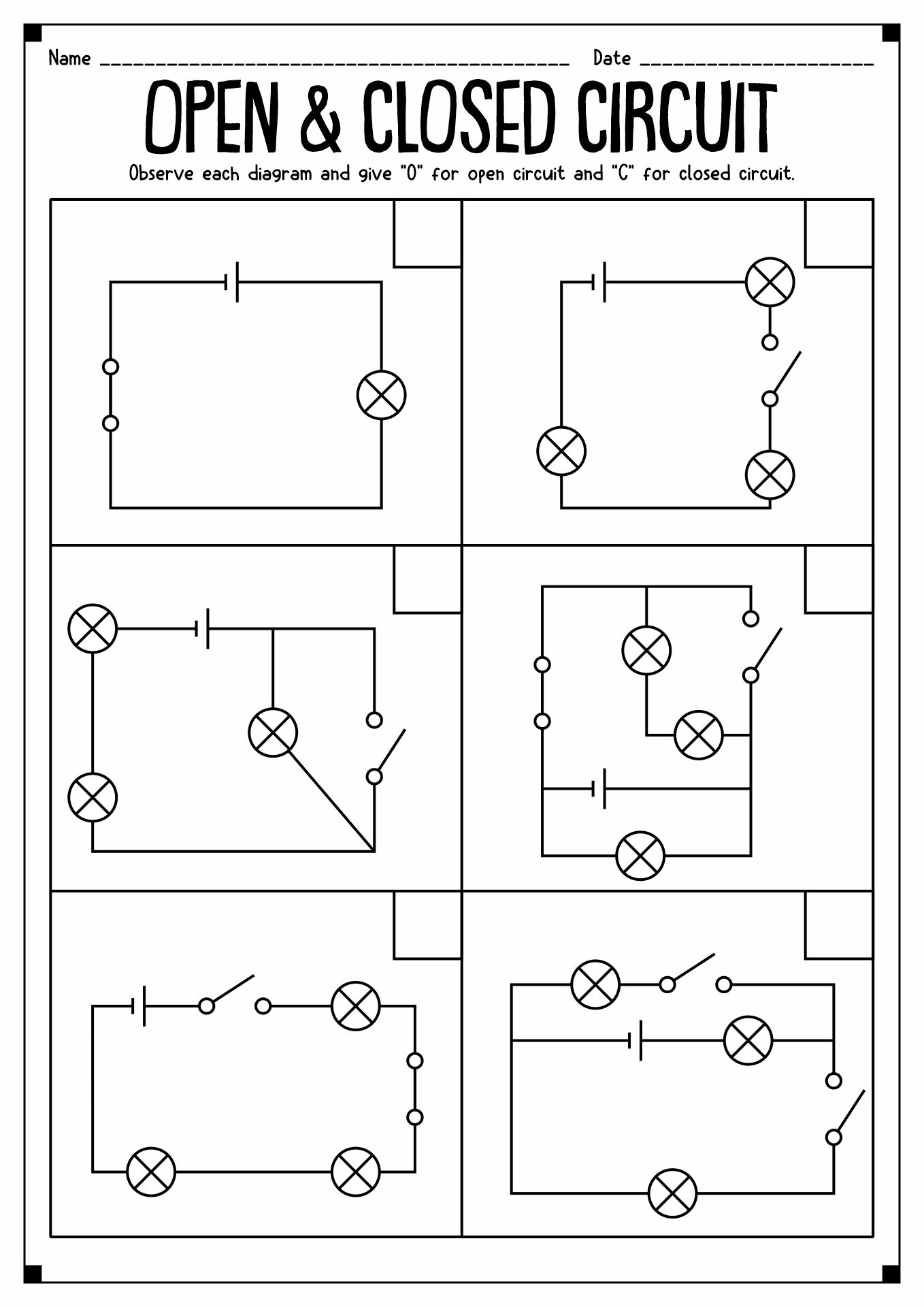 Closed Circuit Worksheets 4th Grade Science Image