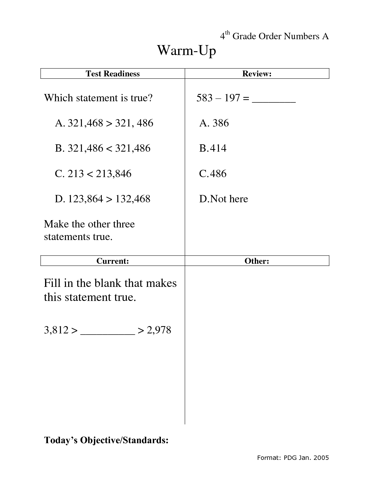 Comparing and Ordering Decimals Worksheets 4th Grade Image